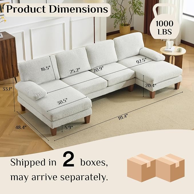 Karl home 110" U-Shape Sectional Couches - Image 2