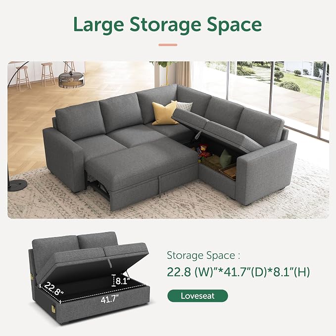 HONBAY Sectional Sleeper Sofa - Image 5