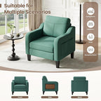 Accent Chair for Living Room Modern Linen Upholstered Armchair Side Wooden - Image 4