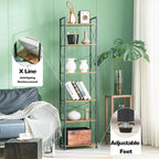 HCHQHS Narrow Bookshelf, Adjustable 6-Tier Industrial Bookcase, Rustic Open - Image 5