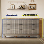 BORNOON 63" Long Dresser for Bedroom, 9-Drawer Fluted Dresser, Extra-Wide Wood - Image 3
