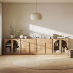 BELLEZE 4-Piece Modular Sideboard Buffet Cabinet Freely Configurable, Glass by BELLEZE