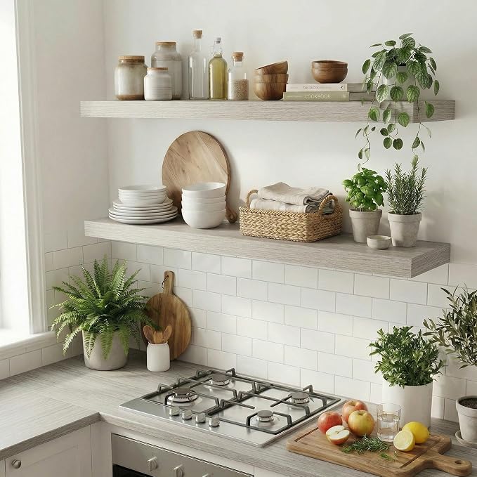 Dreamland 48 inch Floating Shelves, Rustic Wood Floating Wall Shelf - Image 6