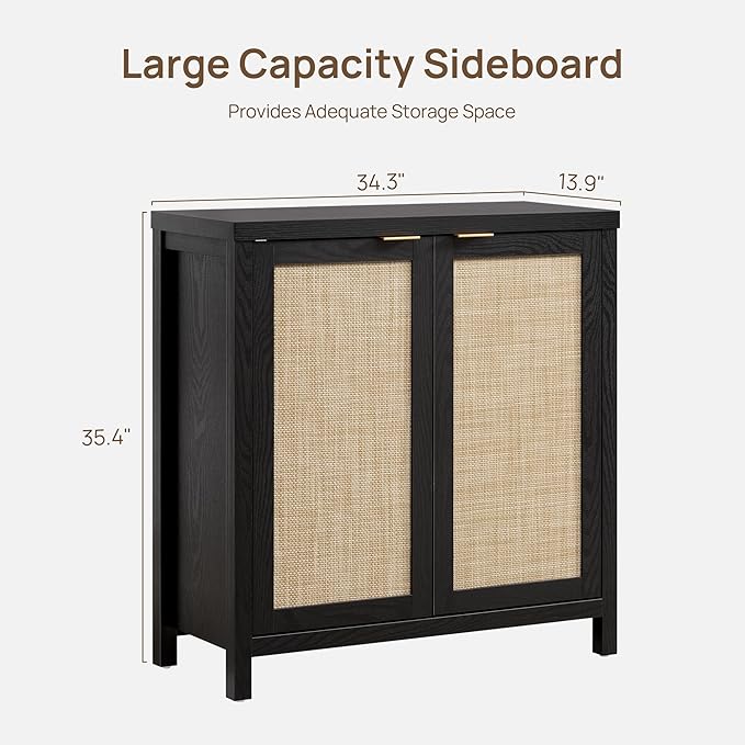 SICOTAS Rattan Sideboard Buffet Storage Cabinet - Image 3