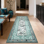 GarveeHome Teal 2x6 Washable Kitchen Runner Rugs Non Slip Provence Botanical - Image 3
