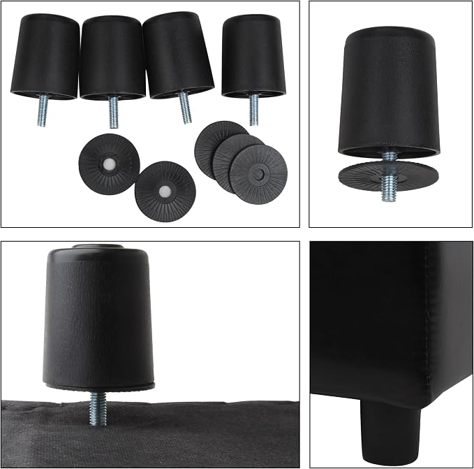 H&B Luxuries Tufted Leather Square Flip Top Storage Ottoman Cube Foot Rest - Image 7