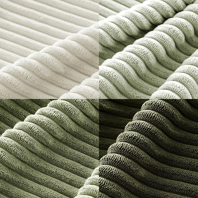 MIULEE Soft Corduroy Decorative Throw Pillow Covers Light Green 20x20 | Set of 4 - Image 2