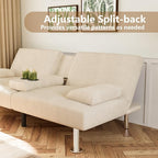 Flamaker Futon Sofa Bed Corduroy Folding Couch Adjustable Sleeper Sofa Bed - Image 7
