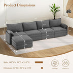Vesgantti 142" Cloud Couch Sectional Modular Sofa, Comfy Sectional Couch - Image 2