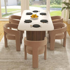 RIVOVA Modern Barrel Dining Chairs Set of 5, Velvet Upholstered Accent Side by RIVOVA