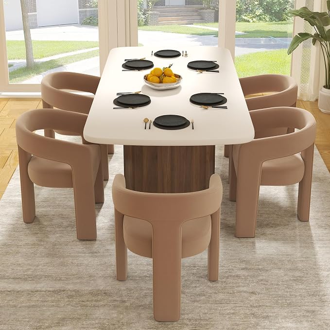 RIVOVA Modern Barrel Dining Chairs Set of 5, Velvet Upholstered Accent Side by RIVOVA