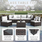 CHABATREE 7pcs Outdoor Patio Furniture Sets, Rattan Conversation Sectional Set - Image 4