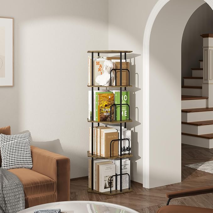SUNMORY 4 Tier Rotating Bookshelf Tower, Revolving 360 ° Spinning Bookcase - Image 8