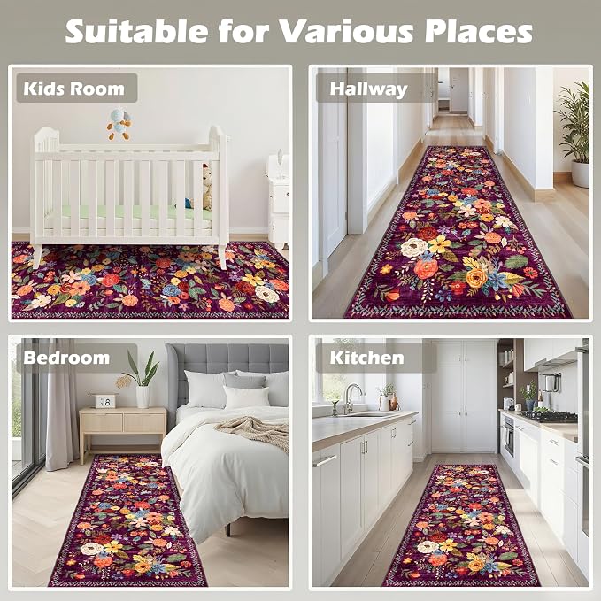 Runner Rug for Hallways Kitchen 2x8 | Non Slip Washable Rugs - Image 3