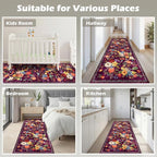 Purple Hallway Runner Rug 2x6 for Kitchen Bathroom | Rubber Backing; Non Slip; - Image 4