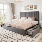 Allewie King Size Storage Bed Frame, Vertical Channel Tufted Adjustable - Image 9