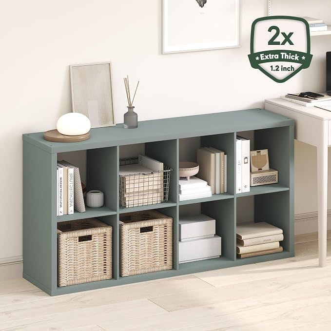 Furinno Cubicle Book Shelf, 8-Cube Bookshelf, Extra Thick Frame Horizontally & - Image 2