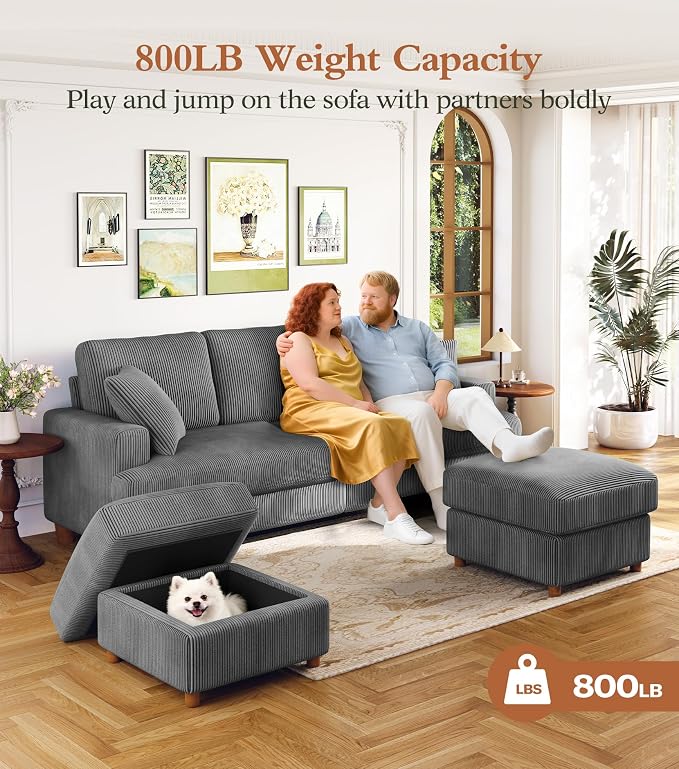 Kidirect 87in U Shaped Couch, Modular Sofa No Tool Assembly, Comfy Sectional - Image 3