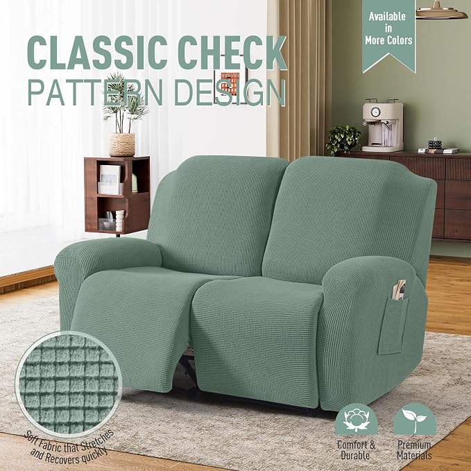 TAOCOCO Recliner Loveseat Slipcover, 6 Pieces Dual Recliner Sofa Covers - Image 2