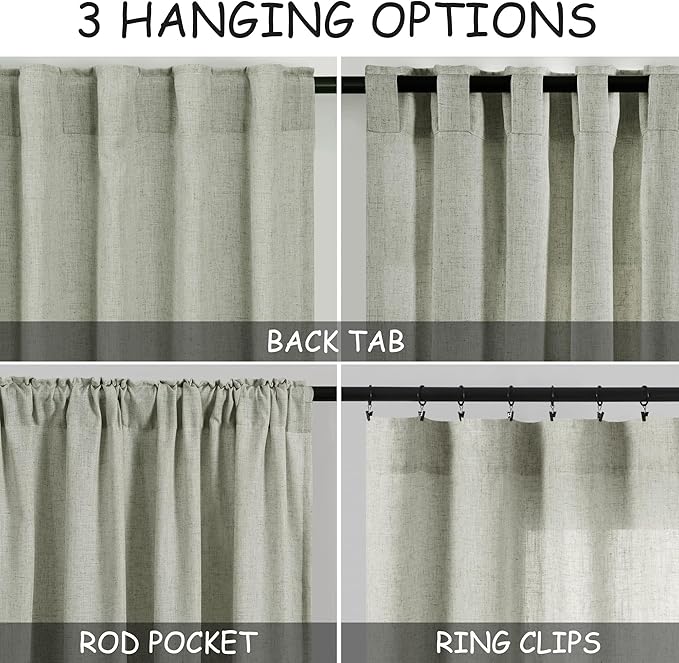 Extra Long Sage Green Curtain 2 Panels 102 inches Long - Image 3