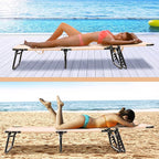 Folding Beach Lounge Chair w/ 5 Adjutable Backrest & Padded Pillow, Sunbathing - Image 4