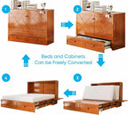 Mjkone Murphy Bed Queen, Cabinet Murphy Bed - Image 3