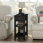 ChooChoo Narrow End Table with Charging Station, Side Table Living Room with - Image 4