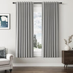 Dark Grey 100% Blackout Linen Curtains 63 Inch Length 2 Panels Set by Guken