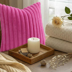 decorUhome Fall Faux Fur Throw Pillow Covers 22x22 Set of 2 Hot Pink | - Image 9