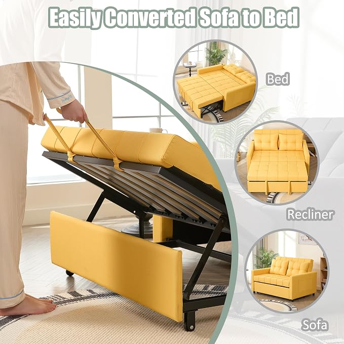 GOSUHI 52" Sleeper Sofa with Pull-Out Bed, 3-in-1 Convertible Sofa Bed - Image 4