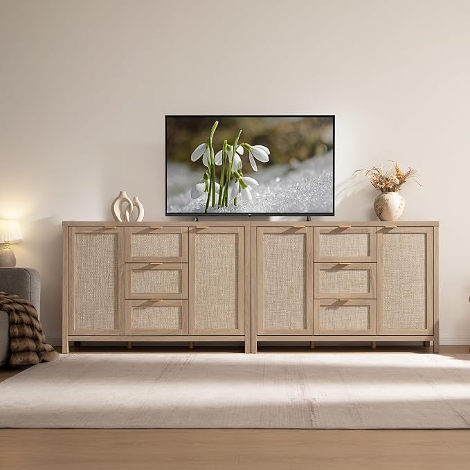 SICOTAS Rattan Large Sideboard Buffet Cabinet - Image 8