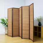5 Panel Bamboo Room Divider Screen, 5.6 FT Tall Bamboo Divider Folding Privacy - Image 4