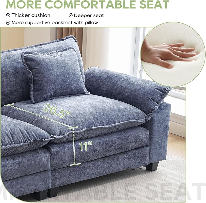 Oprisen Modular Sectional Sofa, Comfy Cloud Couch Sectional Sofa, Chenille Sofa - Image 4