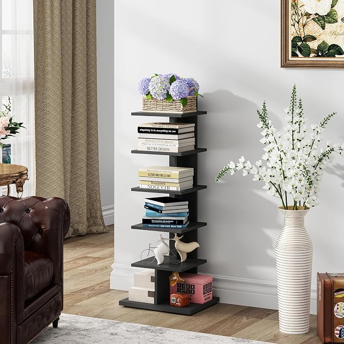TUTOTAK Narrow Bookshelf, 6-Tier Bookcase, Spine Book Shelf - Image 5