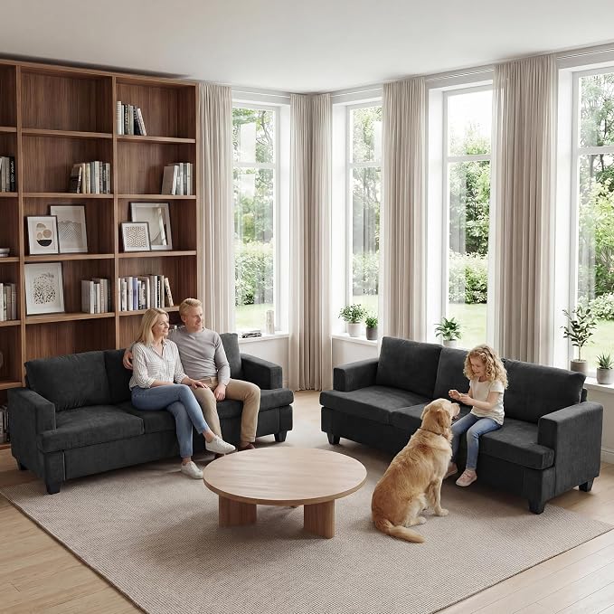 Apicizon 3-Seater Sofa & 3-Seater Sofa, 2 Piece Set Comfy Couch - Image 7