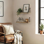 Afuly Floating Wall Shelves Rustic Wall Mounted Hanging Shelf Farmhouse Wall - Image 2