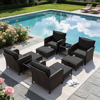 LEVELEVE Patio Conversation Set 5 Piece, Balcony Furniture Outdoor PE Rattan - Image 9