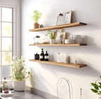 YYWUOJJ Wood Floating Shelves for Wall Decor, Rustic Wall Shelves for Bedroom - Image 2