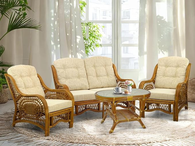 Malibu Lounge Loveseat Sofa Natural Rattan Wicker Handmade Design - Image 6