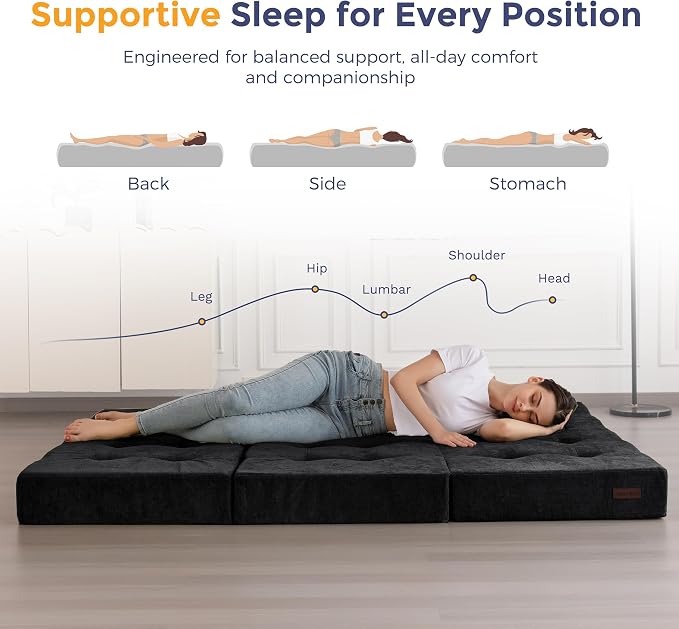 MAXYOYO 6" Folding Sofa Bed for Floor, Tufted Tri-Fold Floor Mattress - Image 9