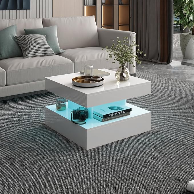 HedoAjim Small White Led Coffee Table - Image 6