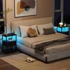 LOAKEKEL LED Night Stand with Charging Station, Small Bedside Table with USB - Image 2