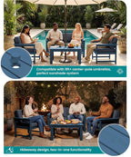SERWALL Blue HDPE Outdoor Loveseat - Image 4