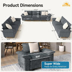 SUNSHINE VALLEY 3 Piece Living Room Sofa Furniture Set, Chenille Modular 2 - Image 2
