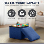 Ornavo Home Small Storage Ottoman Foldable Collapsible Cube Square Linen - Image 6