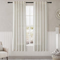 Cream Semi Sheer Linen Curtains 72 inch Length by Nanspring