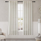Cream Semi Sheer Linen Curtains 72 inch Length by Nanspring
