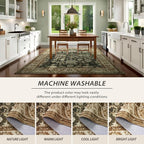 Area Rugs for Living Room, 6x9 Washable Area Rug for Bedroom, Retro Floral - Image 3