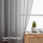 Short Sheer Curtains 30 Inches 2 Panels Set, Kitchen Tiers Light Filtering Rod - Image 4