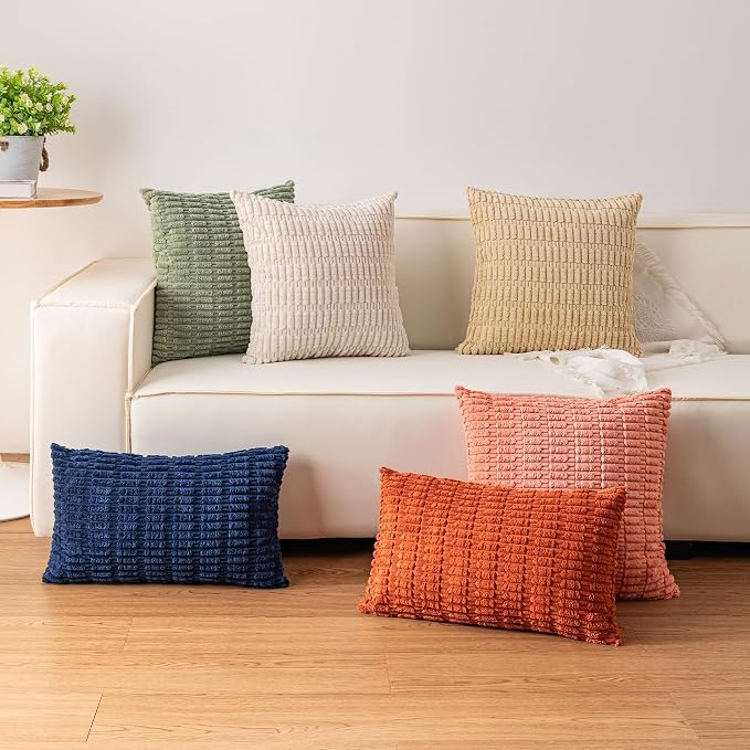 Aegero Pack of 2 Corduroy Decorative Throw Pillow Covers 12x24 Inch - Image 4